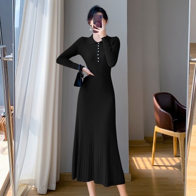 2024 Winter French V-neck drape plus velvet thickened velvet splicing lace design dress for women