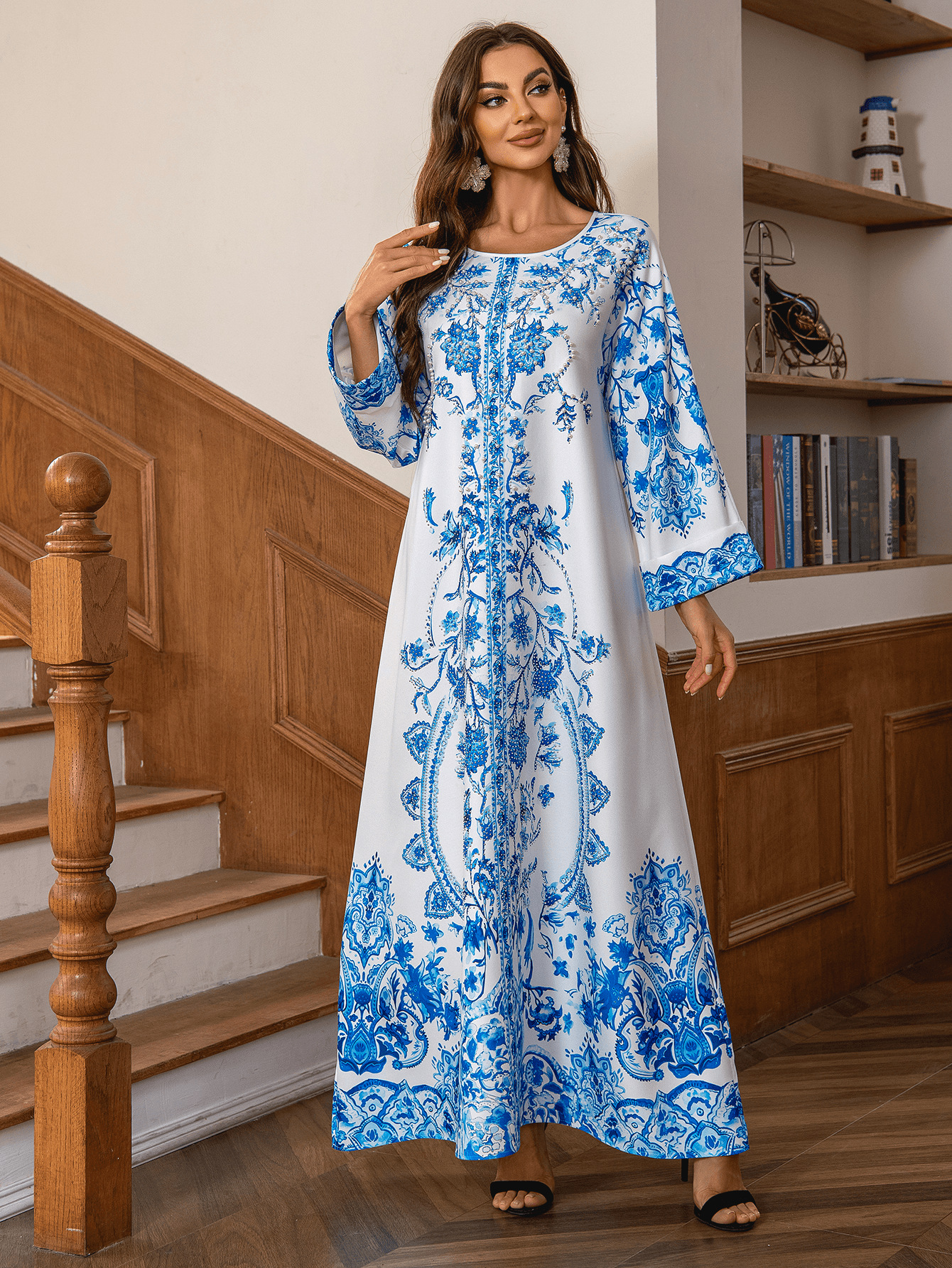 Dress summer new hot sale Middle East Saudi Arabia clothing gold-stamped robe women