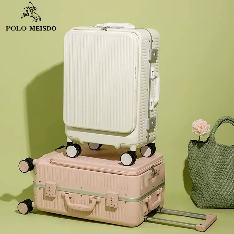 C31010 New aluminum frame suitcase with front opening for women, large capacity, 24-inch travel password suitcase, trolley case