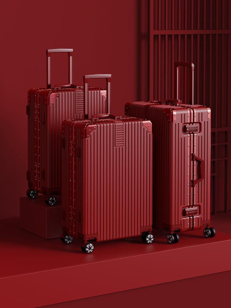 C41352    bridal suitcase red dowry trolley suitcase wedding